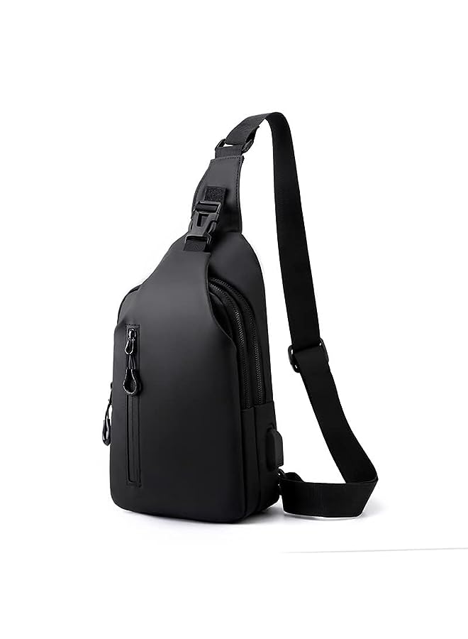 Raxoom Sling Crossbody Bag Small Shoulder Backpack for Men，External USB hole design，Waterproof Slim Chest Bags Casual Daypack for Travel Cycling - Image 2