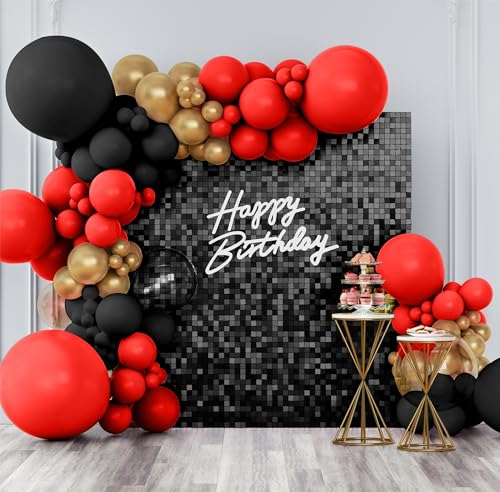 Kate Shimmer Wall Backdrop Black Square Sequin Wall Panel Backdrop Decor for Wedding Anniversary Birthday Party 12 Panels - Image 1