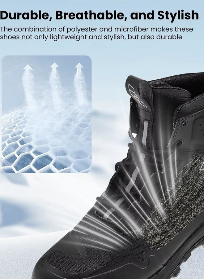 ILM Motorcycle Riding Shoes for Men Black Lightweight Protective Boots with Ankle Support Breathable Anti-Slip Motorbike Street Model UB34, Black, 10 - Image 4