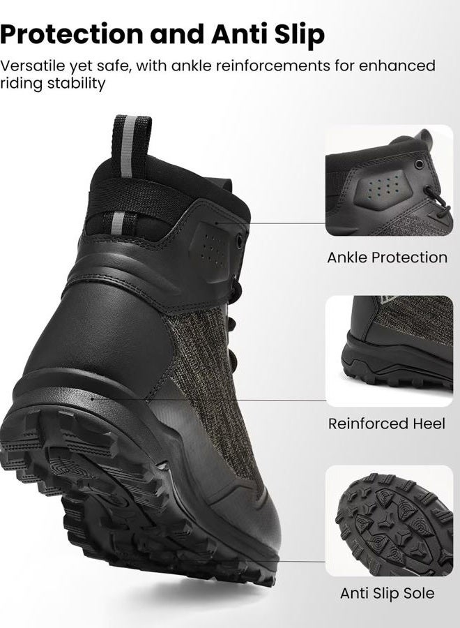 ILM Motorcycle Riding Shoes for Men Black Lightweight Protective Boots with Ankle Support Breathable Anti-Slip Motorbike Street Model UB34, Black, 10 - Image 5