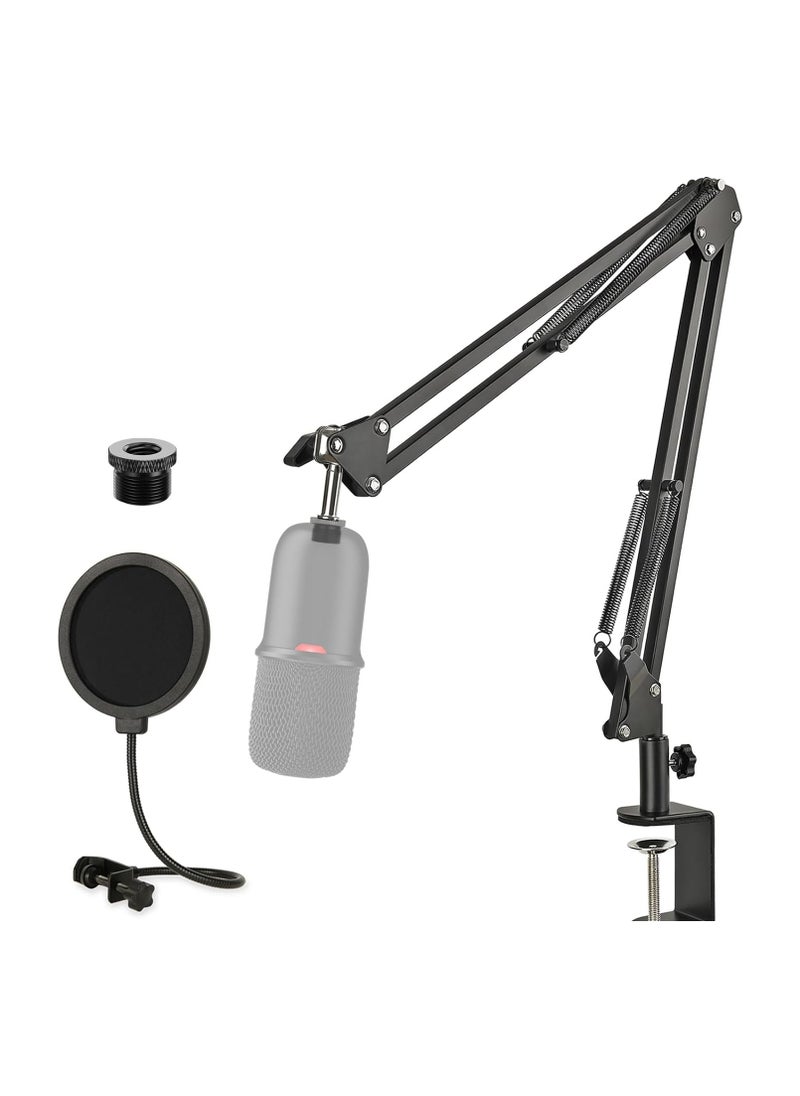 ZealSound - HyperX SoloCast Boom Arm Stand with Pop Filter - Adjustable Mic Boom Arm with Upgraded Desk Clamp for SoloCast Condenser Mic - Image 1
