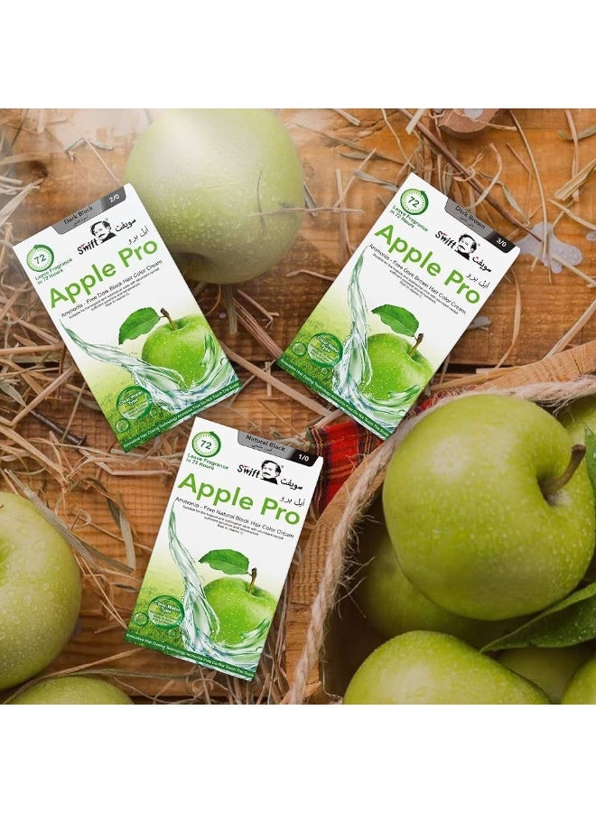 Swift Apple Pro Ammonia-Free Natural Black Hair Color Cream 2X100ml (Natural Black1/0) - Image 4