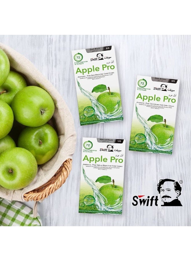 Swift Apple Pro Ammonia-Free Natural Black Hair Color Cream 2X100ml (Natural Black1/0) - Image 3