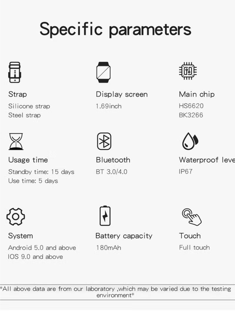 joybuy Smart Watch 1.7 Inches HD Full Touch Screen With Waterproof Bluetooth Calling With Heart Rate Monitor Sport Digital Smartwatch For Women Men Fitness Tracker Sleep Monitor Pedometer - Image 5