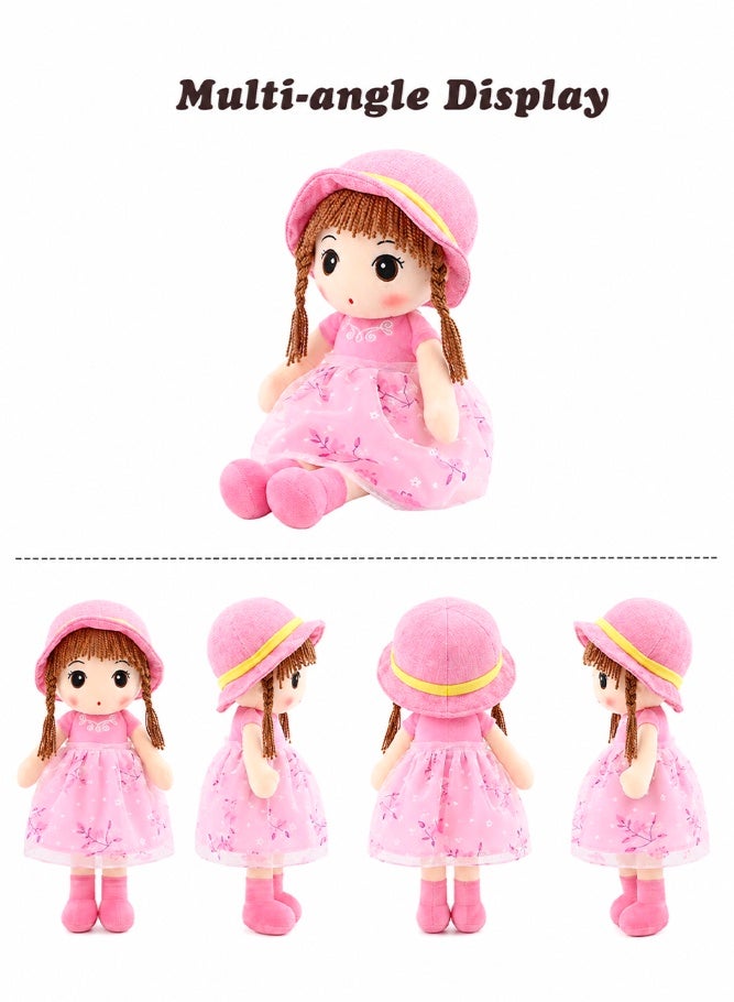 SHABILI 45cm Soft Baby Doll Girl Plush Toy with Hat and Dress for Kids, Cute Sleeping Companion Plush Doll with Soft PP Cotton Filling, Ideal Birthday Gift and Home Decoration Toy for Girls and Children - Image 3