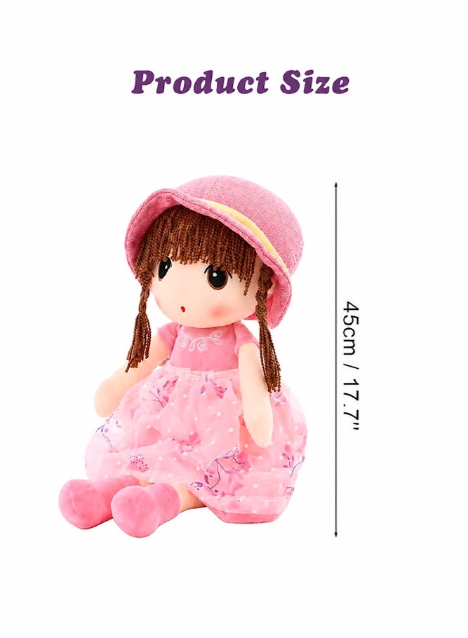 SHABILI 45cm Soft Baby Doll Girl Plush Toy with Hat and Dress for Kids, Cute Sleeping Companion Plush Doll with Soft PP Cotton Filling, Ideal Birthday Gift and Home Decoration Toy for Girls and Children - Image 5