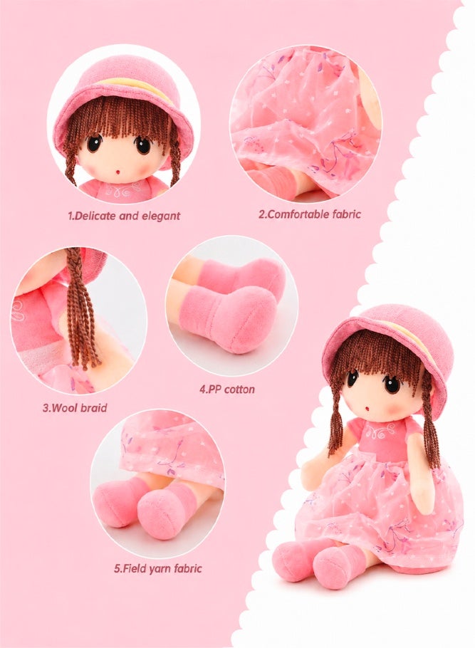 SHABILI 45cm Soft Baby Doll Girl Plush Toy with Hat and Dress for Kids, Cute Sleeping Companion Plush Doll with Soft PP Cotton Filling, Ideal Birthday Gift and Home Decoration Toy for Girls and Children - Image 4
