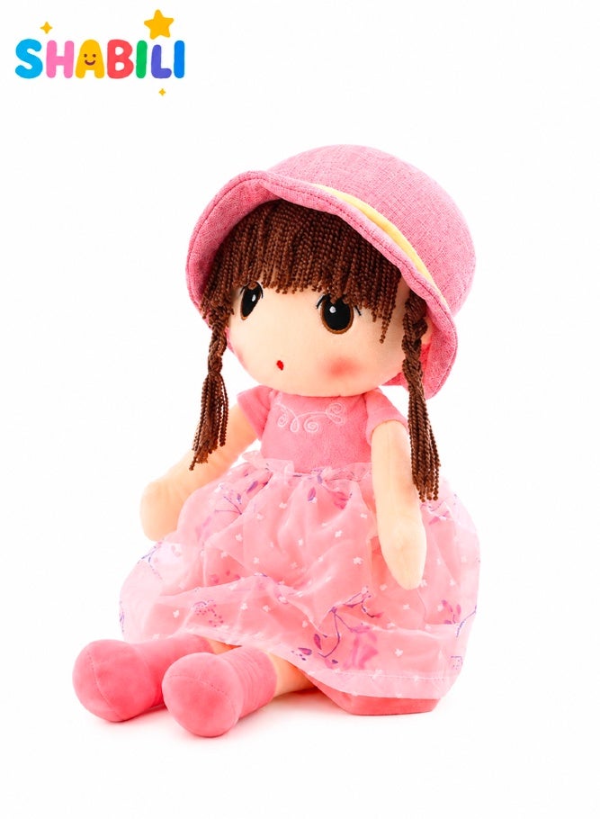 SHABILI 45cm Soft Baby Doll Girl Plush Toy with Hat and Dress for Kids, Cute Sleeping Companion Plush Doll with Soft PP Cotton Filling, Ideal Birthday Gift and Home Decoration Toy for Girls and Children - Image 1