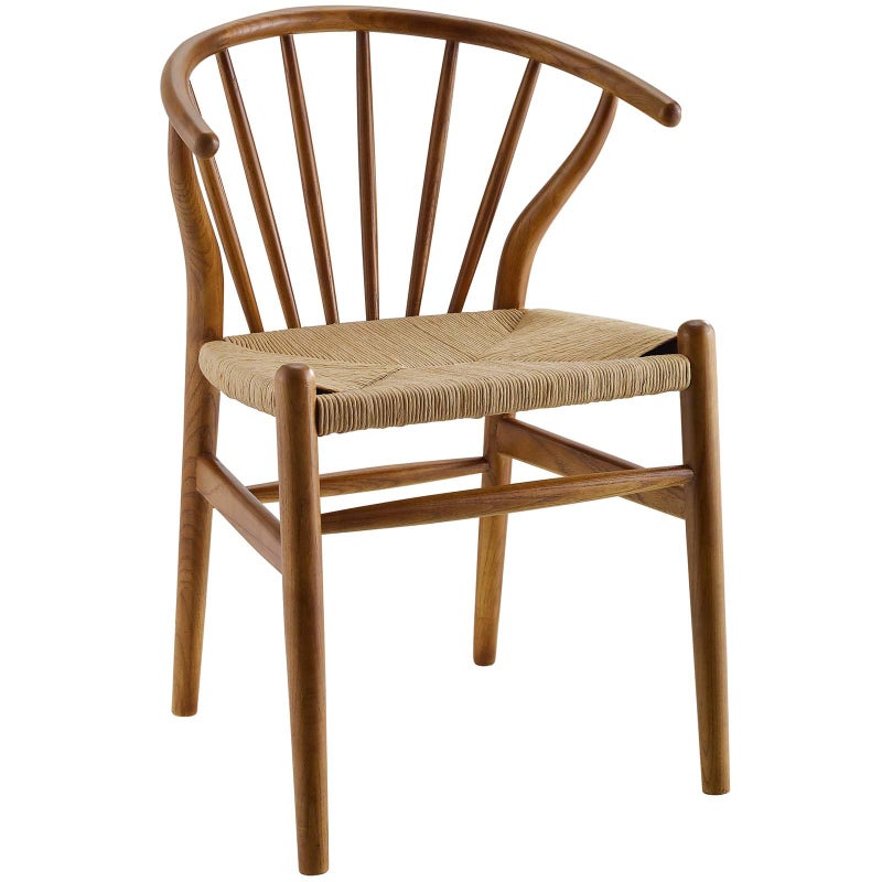 Modway Flourish MidCentury Modern Rustic Farmhouse Wood Dining Chair in Walnut