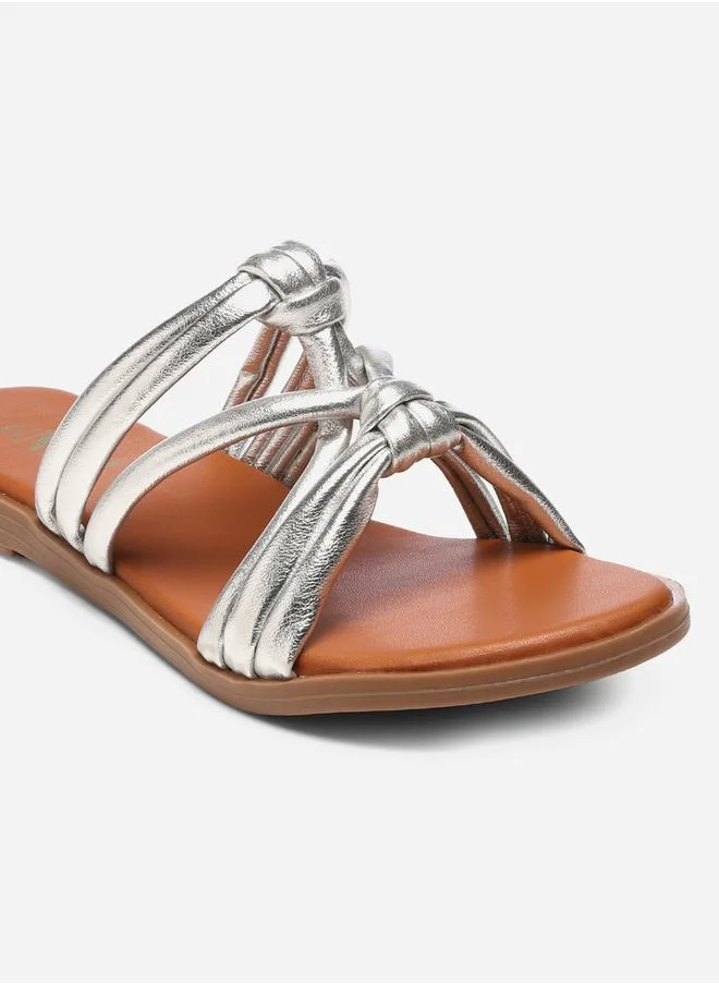 GNIST Solid Knot Strap Flat Sandals by Styli