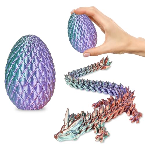 Olee Odee Small Dragon Eggs with Dragon Inside 3D Printed Surprise Funny Gifts for Kids Articulated Dragon Fidget Toys for Adults Executive Desk Toys Office Room Dcor Gradient BlueGreenBrown - Image 1