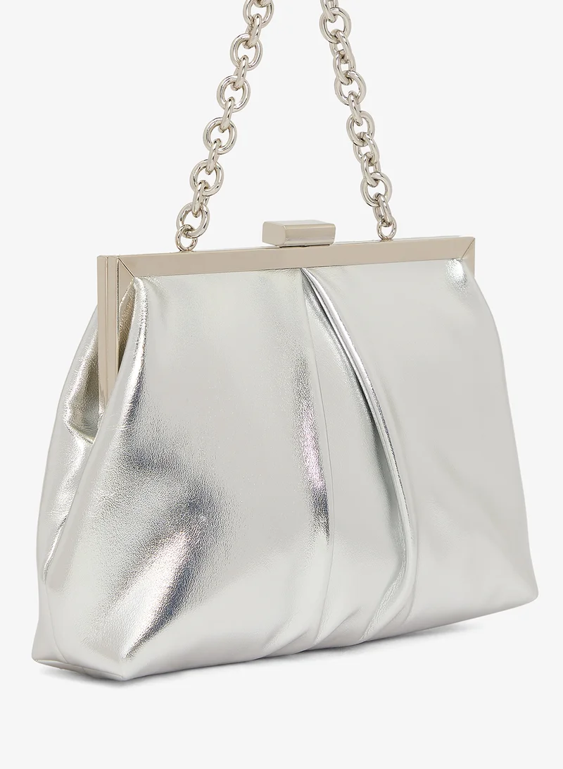 Khizana Silver Metallic Clutch With Strap Silver for Women | Best Price UAE