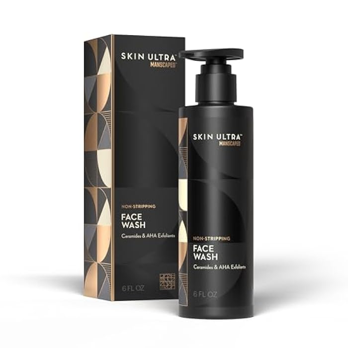 MANSCAPED® Skin Ultra™ Face Wash - Men's Exfoliating Facial Cleanser Enriched with Ceramides for Hydrated, Soft, Smooth & Brighter Skin, AHA Complex for Exfoliation, Non-Irritating Formula, 6 fl oz - Image 1