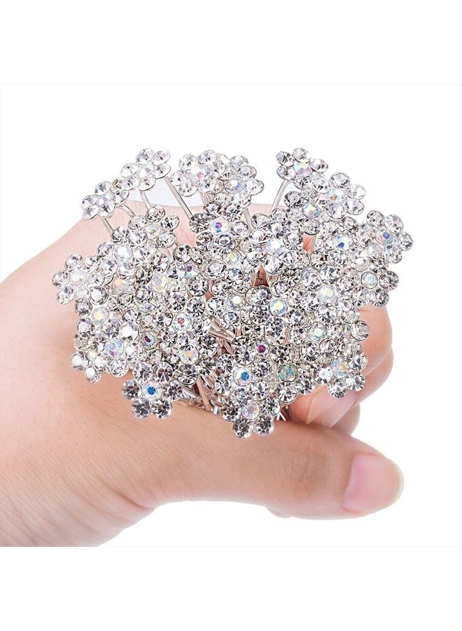 eBoot eBoot 40 Pack Flower Crystal Rhinestone Hair Pins with a Storage Bag for Bridal Wedding Hair Accessories (White)  - Image 4