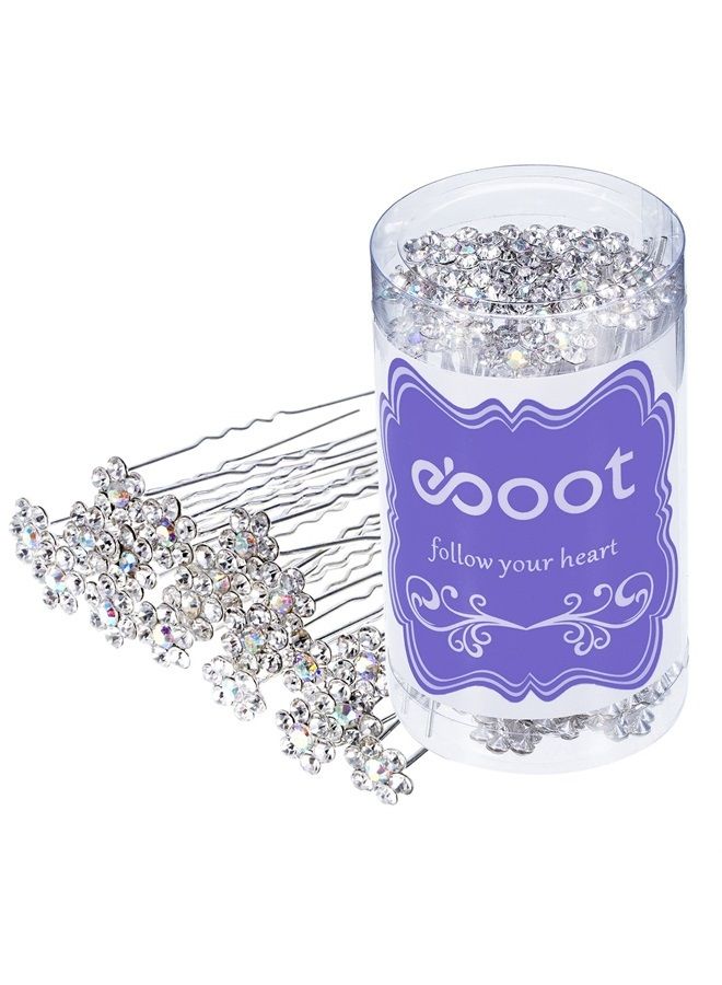 eBoot eBoot 40 Pack Flower Crystal Rhinestone Hair Pins with a Storage Bag for Bridal Wedding Hair Accessories (White)  - Image 1