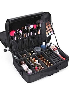 MAYLAN Professional Storage Partition Cosmetic Box Three Waterproof Layer Travel MakeUp Bag Black  - Image 1