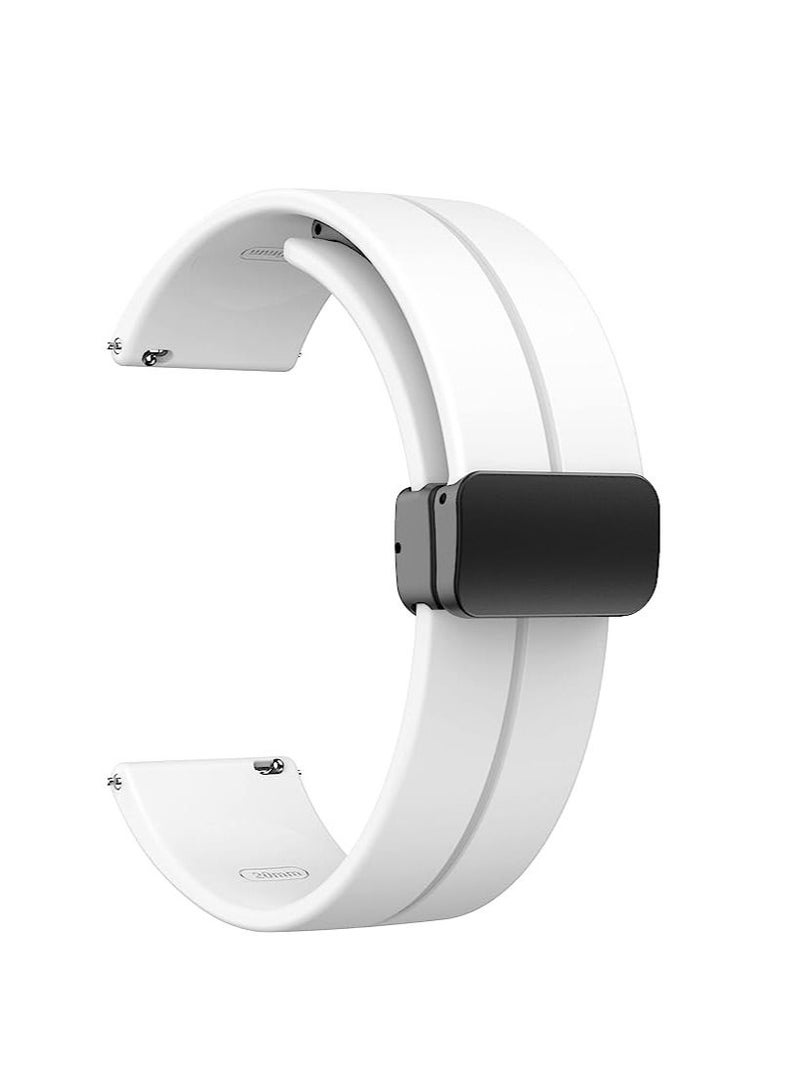 22mm Silicone Strap With Magnetic Folding Buckle For Samsung Gear S3 Classic - Frontier 46mm -White - Image 1