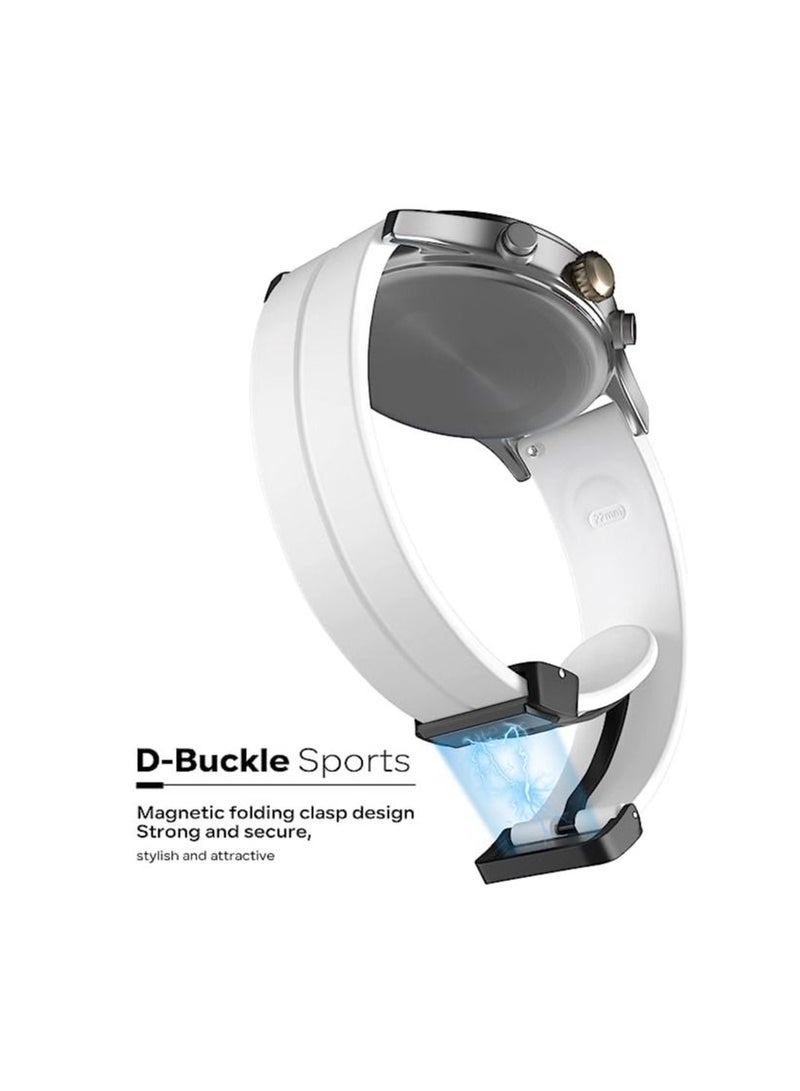 22mm Silicone Strap With Magnetic Folding Buckle For Samsung Gear S3 Classic - Frontier 46mm -White - Image 3