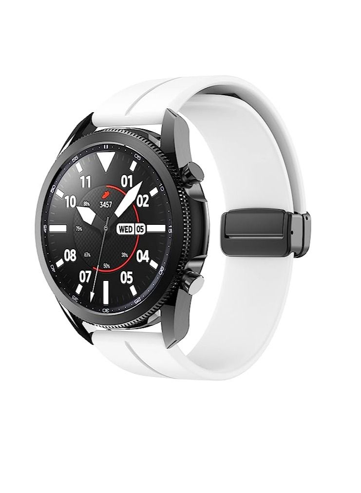 22mm Silicone Strap With Magnetic Folding Buckle For Samsung Gear S3 Classic - Frontier 46mm -White - Image 4