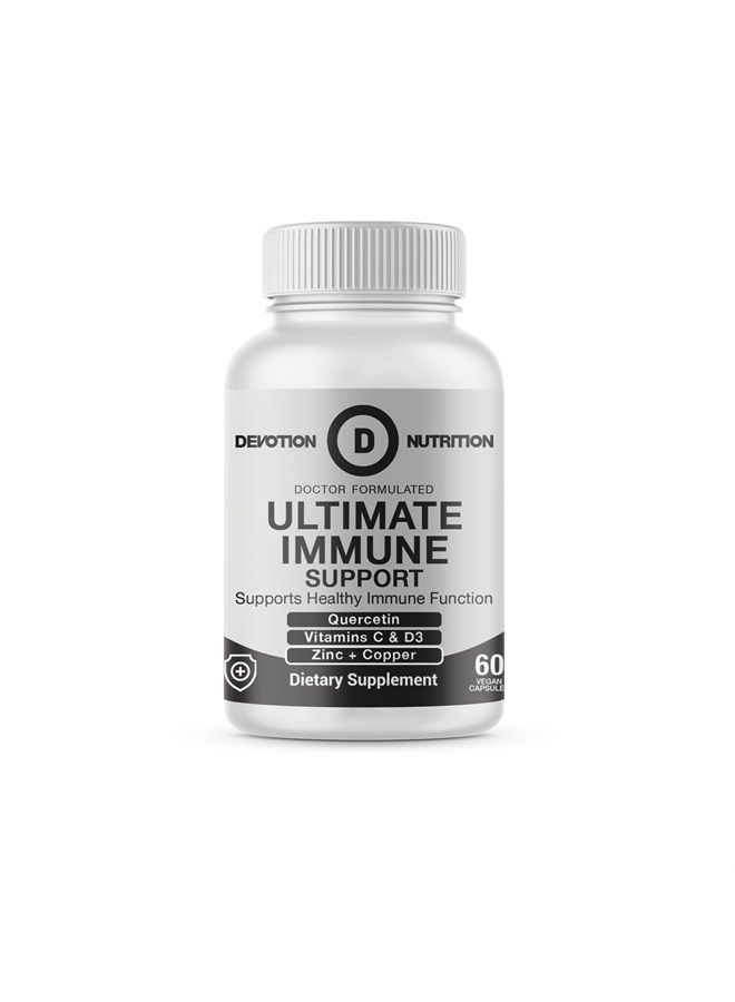 , Immune Support Supplement with Quercetin, Zinc, Vitamin D, and Vitamin C - 60 Vegan Capsules (Pack of 1)