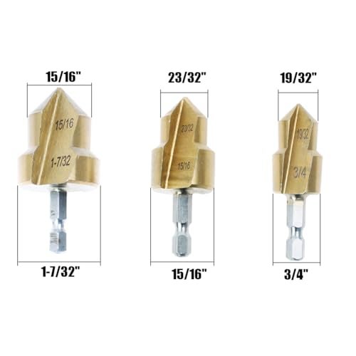AUTOTOOLHOME 3Pack PPR Lifting Stepped Drill Bit Reamer Drill for Water Pipe Tube Repair Drill Connection Tool for 1/2" 3/4" 1inch Pipes 1/4 Hex Shank Quick Change - Image 3
