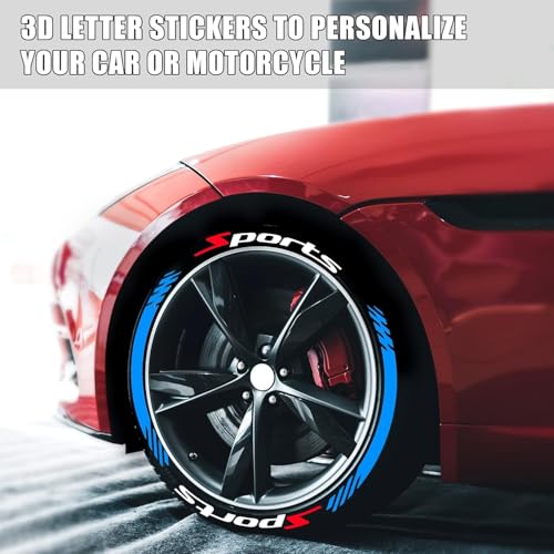 AutoBizarre DIY Sports 3D Letters Rubber Tyre Stickers Kit for Decoration Styling Universal for All Cars, Vans, Trucks, Motorcycles (Blue) - Image 2