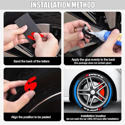 AutoBizarre DIY Sports 3D Letters Rubber Tyre Stickers Kit for Decoration Styling Universal for All Cars, Vans, Trucks, Motorcycles (Blue) - Image 4
