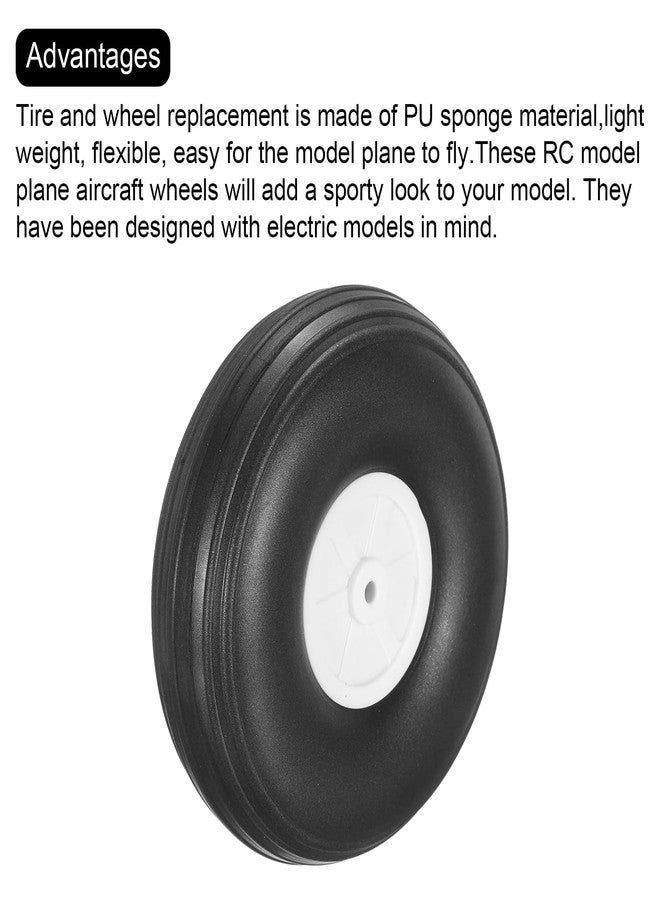 MECCANIXITY 6 Pcs RC Airplane Wheels, 3.3 Inch OD RC Plane Parts Wheels Model Airplane Light PU Sponge Tire Tail Foam Wheel for DIY RC Model Plane Aircraft - Image 4