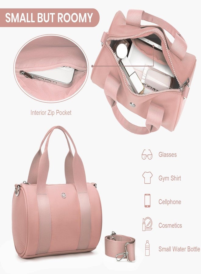 ANKICK Mini Gym Bag Small Barrel Duffle Crossbody Bags Tote for Women Men Workout Bag Lightweight for Weekender Travel Sports Yoga Fitness Dance (Pink) - Image 5