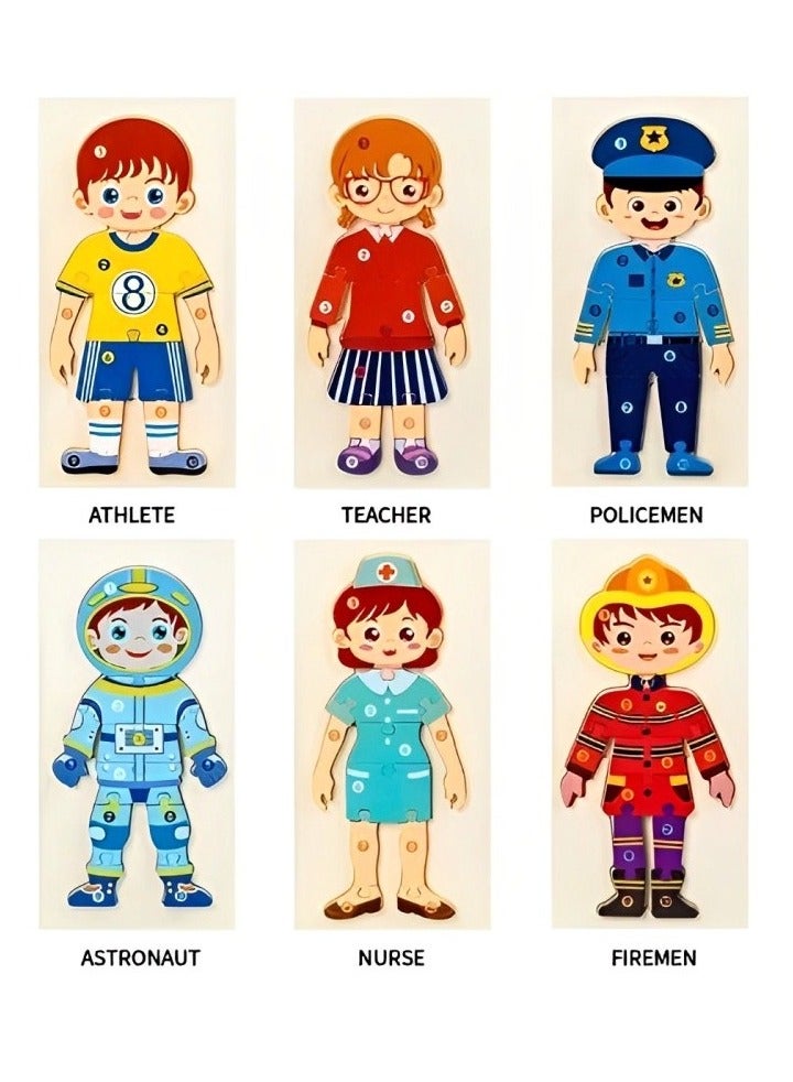 Wooden 3D Puzzles Occupational Cognition, Teacher Parents Teaching Support Tools, Attractive Colors and Patterns, Montessori Motor & Sensory Skill Development Toys, Ideal Kids Gift (Teacher Form) - Image 2