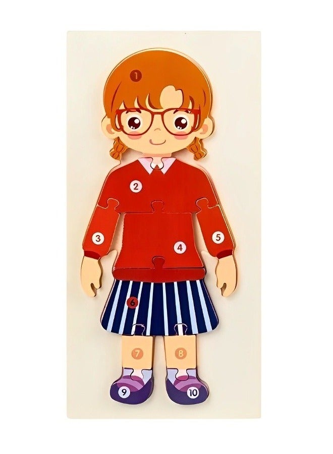 Wooden 3D Puzzles Occupational Cognition, Teacher Parents Teaching Support Tools, Attractive Colors and Patterns, Montessori Motor & Sensory Skill Development Toys, Ideal Kids Gift (Teacher Form) - Image 1