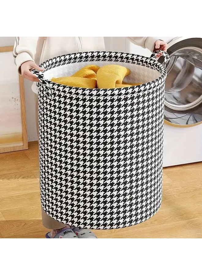 Foldable Laundry Hamper Basket Collapsible Clothes Bin Large Houndstooth Pattern - Image 2