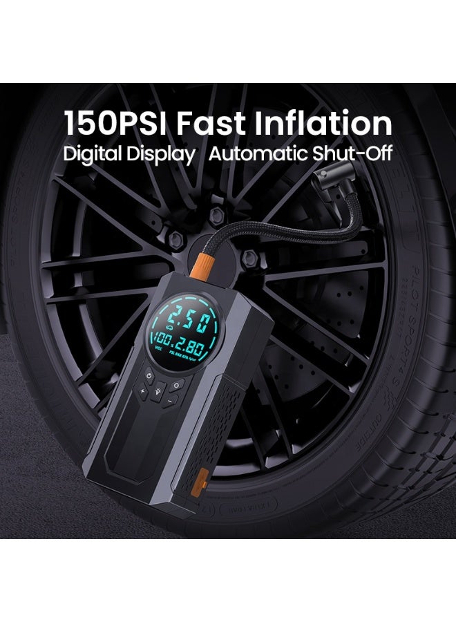 4-in-1 Portable Car Jump Starter 15000mAh 1000A Lithium Battery Booster Power Bank with Air Compressor Tire Inflator LED Emergency Light for Cars & Motorcycles - Image 3