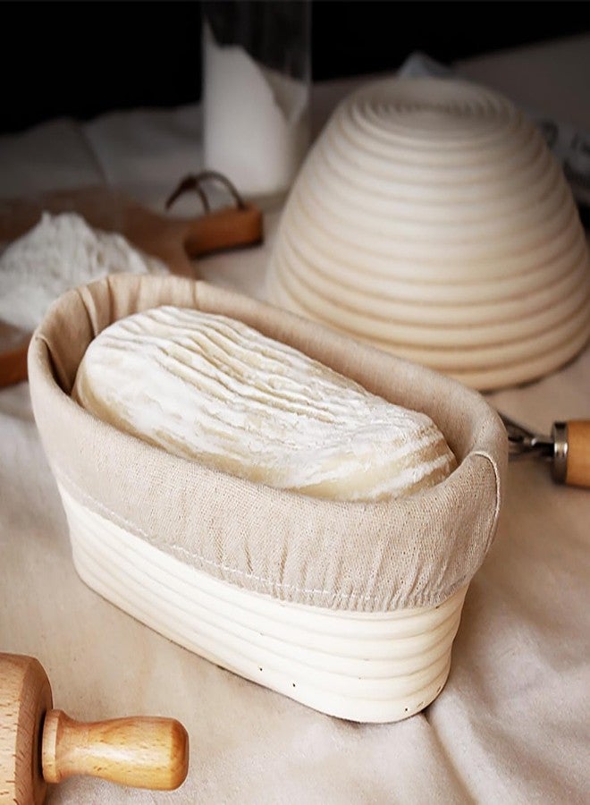 KOOTIPS 2Pcs 11inch Oval Bread Proofing Basket Cloth Liner, Rattan Baking Dough Basket Cover Liner, Sourdough Banneton Proofing Cloth, Fermentation Basket Linen Liner for Baking Supplies (28 * 15 * 8cm) - Image 3