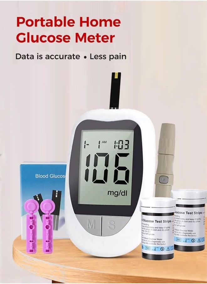 Eworld - Fully Automatic Portable Blood Glucose Meter, Accurate and Easy to Use Diabetes Testing Device with Lancet Pen, 100 Test Strips and Lancets, Fast Results, Memory Storage and Code Free Operation - Image 1