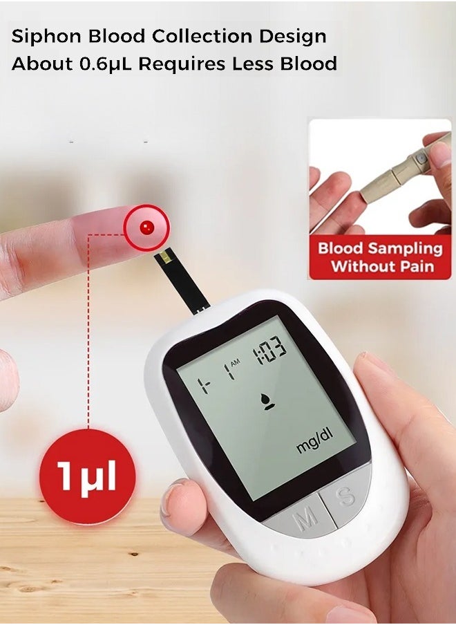 Eworld - Fully Automatic Portable Blood Glucose Meter, Accurate and Easy to Use Diabetes Testing Device with Lancet Pen, 100 Test Strips and Lancets, Fast Results, Memory Storage and Code Free Operation - Image 1