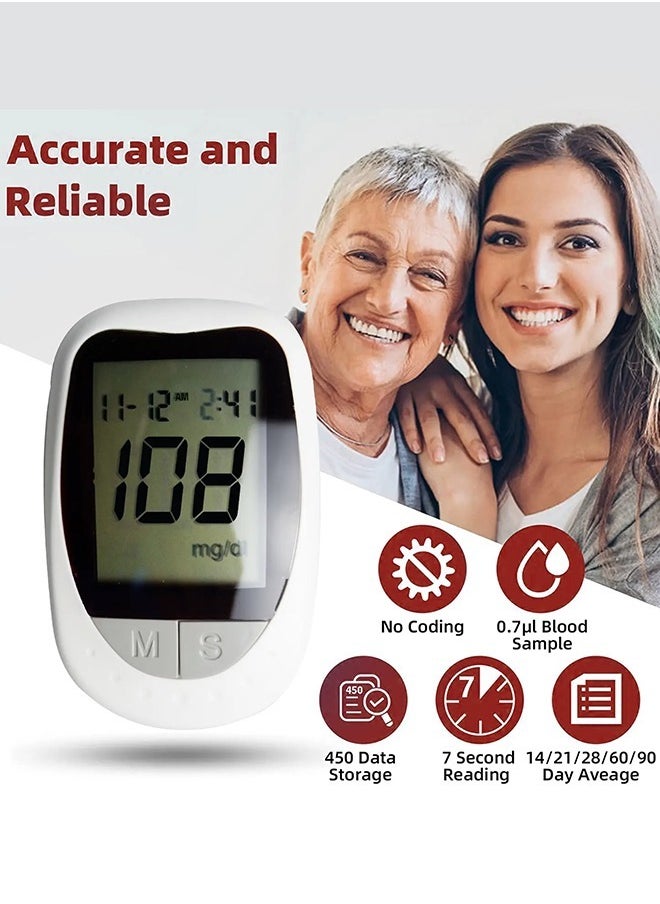 Eworld - Fully Automatic Portable Blood Glucose Meter, Accurate and Easy to Use Diabetes Testing Device with Lancet Pen, 100 Test Strips and Lancets, Fast Results, Memory Storage and Code Free Operation - Image 1