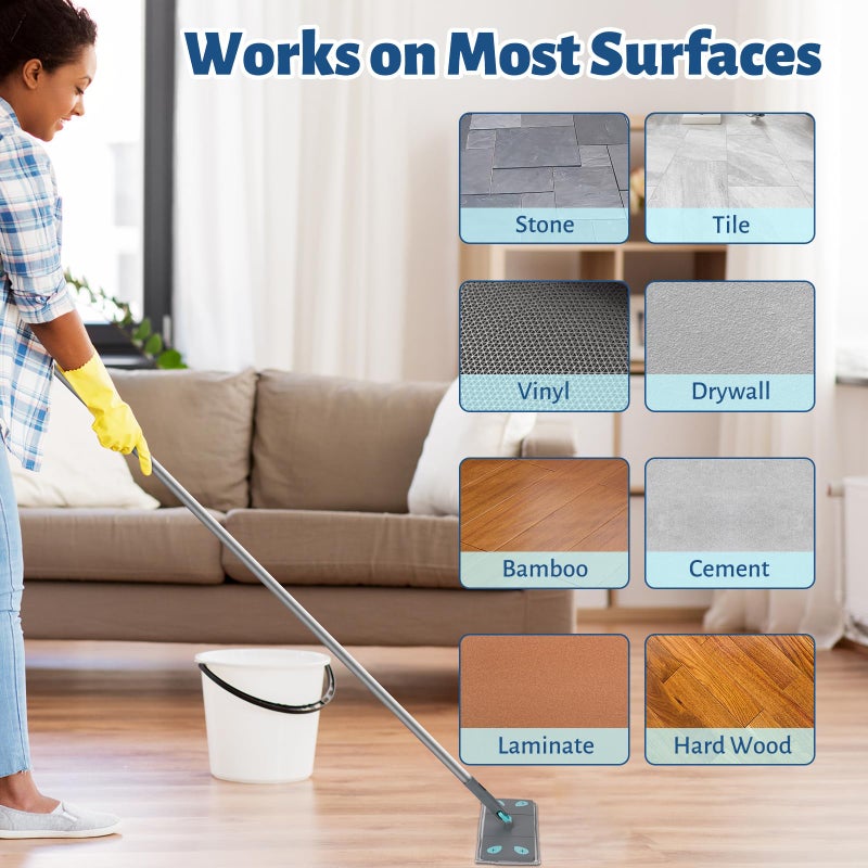 LANNIU 3-in-1 Detachable Broom and Mop Set Combo for House Cleaning, Collapsible Broom and Mop for RV Camping, Home, Dorm, Extension Pole, Window Squeegee, Grey - Image 4