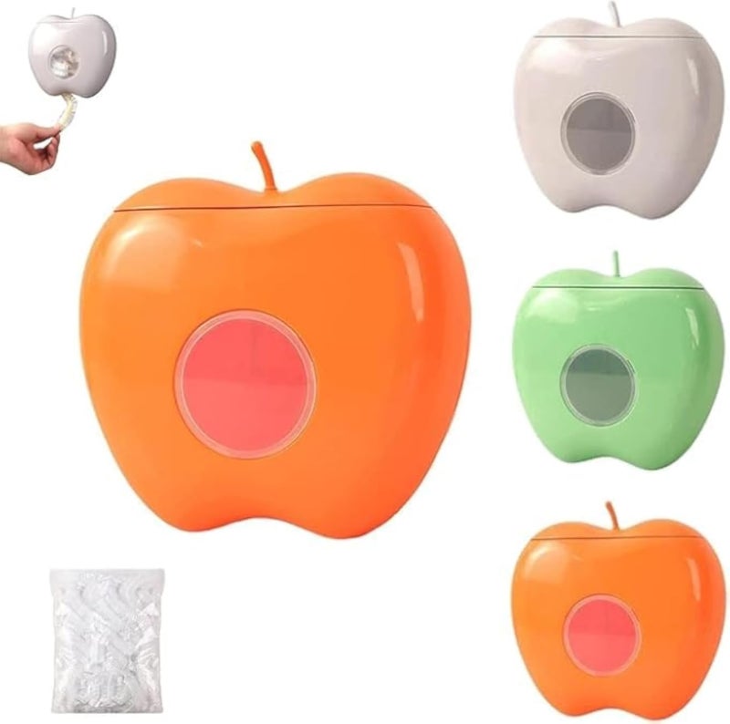 صندوق تخزين أغلفة بلاستيكية مع 100 كيس لاصق، صندوق تخزين أكياس لحفظ الطعام طازجًا، صندوق غبار غير مثقب يُثبت على الحائط، غطاء دش قابل للإزالة مصنوع من غلاف بلاستيكي على شكل حرف U، موزع للمطبخ والحمام (برتقالي)