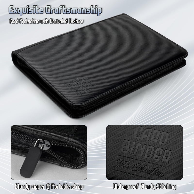Arkeiliy Trading Card Binder, Premium 9 Pocket Double Sided 540 Pocket PU Card Collection Binder, Collectible Trading Card Albums for MTG, TCG, Sport Card, Game Cards (Black 1) - Image 2