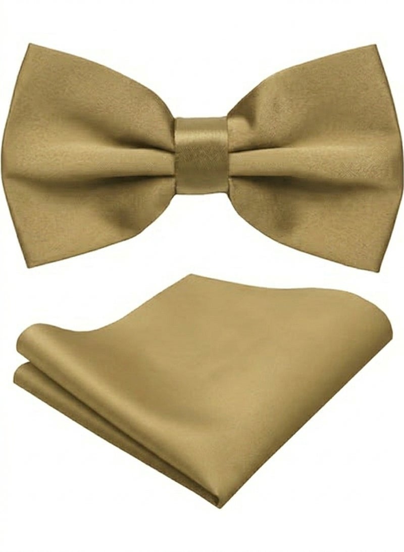 Men's Solid Satin Tie and Pocket Square Set – Elegant Formal Necktie