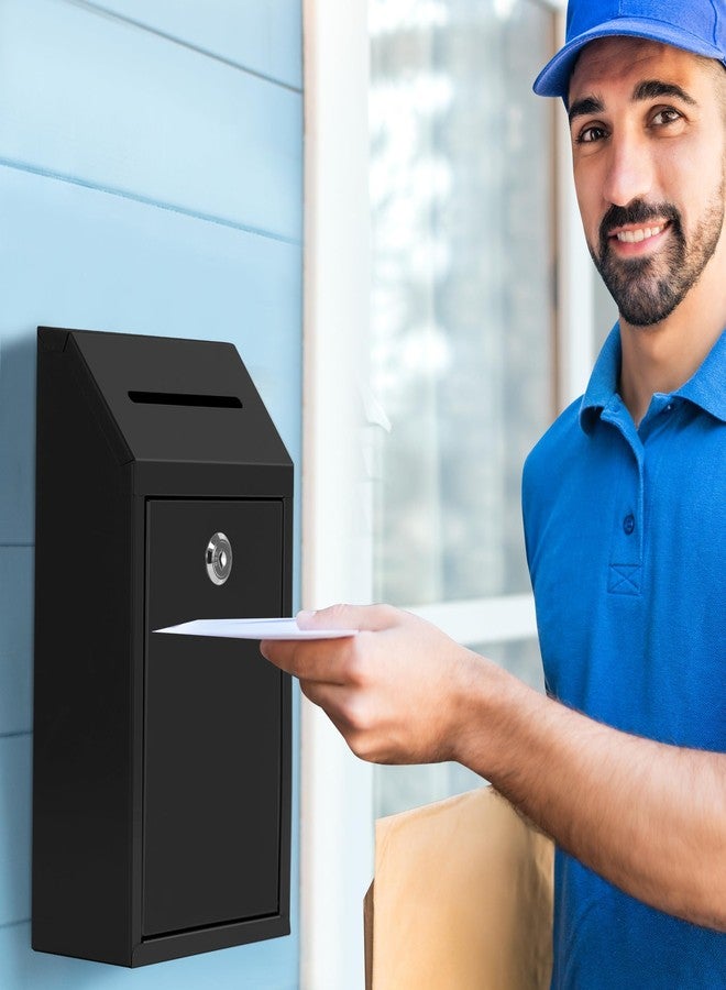 Fubeasi Metal Locking Mailbox Wall Mounted RustMail Case Lockable Mail Letterbox Suggestion Box for Home Office Outdoor Door, 10.24 x 5.71 x 2.75 Inch (Black) - Image 4