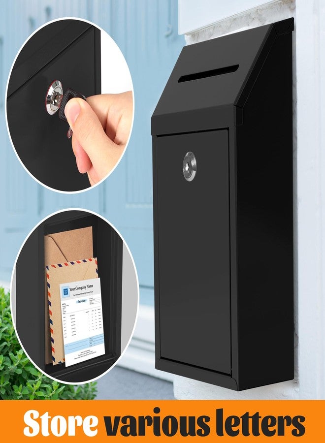 Fubeasi Metal Locking Mailbox Wall Mounted RustMail Case Lockable Mail Letterbox Suggestion Box for Home Office Outdoor Door, 10.24 x 5.71 x 2.75 Inch (Black) - Image 3