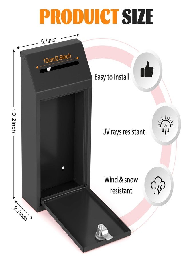 Fubeasi Metal Locking Mailbox Wall Mounted RustMail Case Lockable Mail Letterbox Suggestion Box for Home Office Outdoor Door, 10.24 x 5.71 x 2.75 Inch (Black) - Image 2