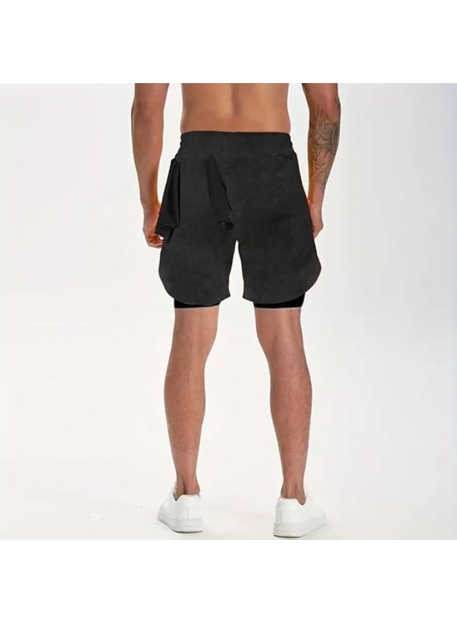 VITION Gym Shorts for Men, Men's Activewear Running Shorts,Drawstring Gym Shorts Men, 2 Layer Loose Athletic Shorts with 4 Pockets (Large, Black) - Image 5