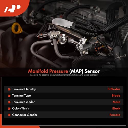 A-Premium Manifold Pressure (MAP) Sensor [3 Pins] Compatible with Chevrolet Cruze 2010-2016, 1.8L, Replace# 5WK96820Z, 5WK9682U - Image 2