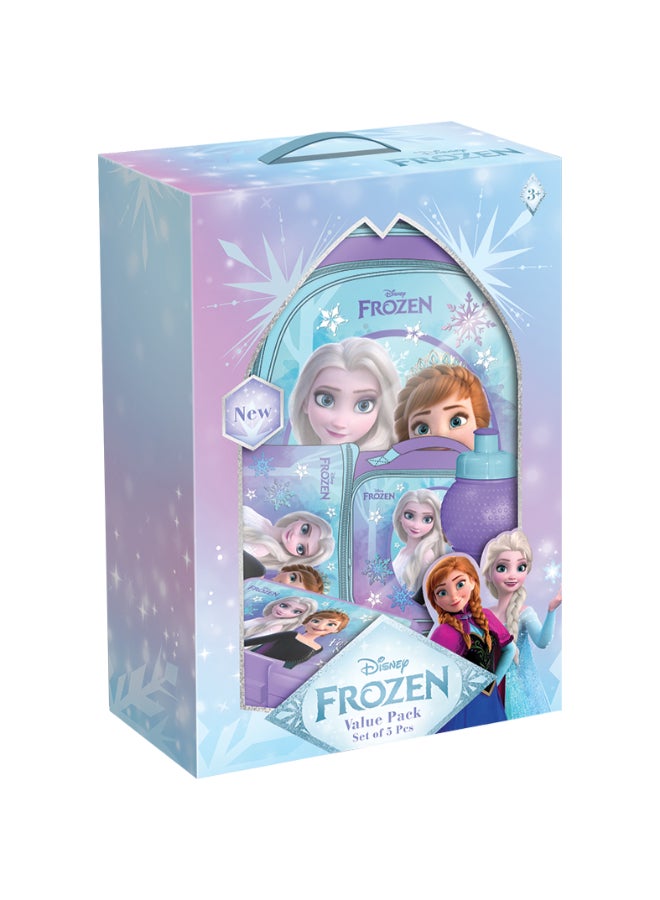 Disney Frozen 5 in 1 Value Pack (16" Trolley Bag with Lunch Box, Lunch bag, Water Bottle and Pencil Case) - Image 1