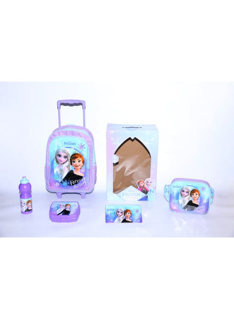 حقيبة ترولي فروزن  في   بوصة مع صندوق غداء، حقيبة غداء، زجاجة مياه وحقيبة أقلام