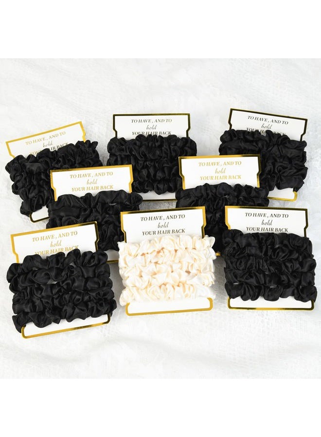 CEELGON 8 Pack Satin Scrunchies Hair Ties - Bachelorette Party Favors, Hair Accessories for Women, Bridesmaid Proposal Gifts (Ivory & Black) - Image 4