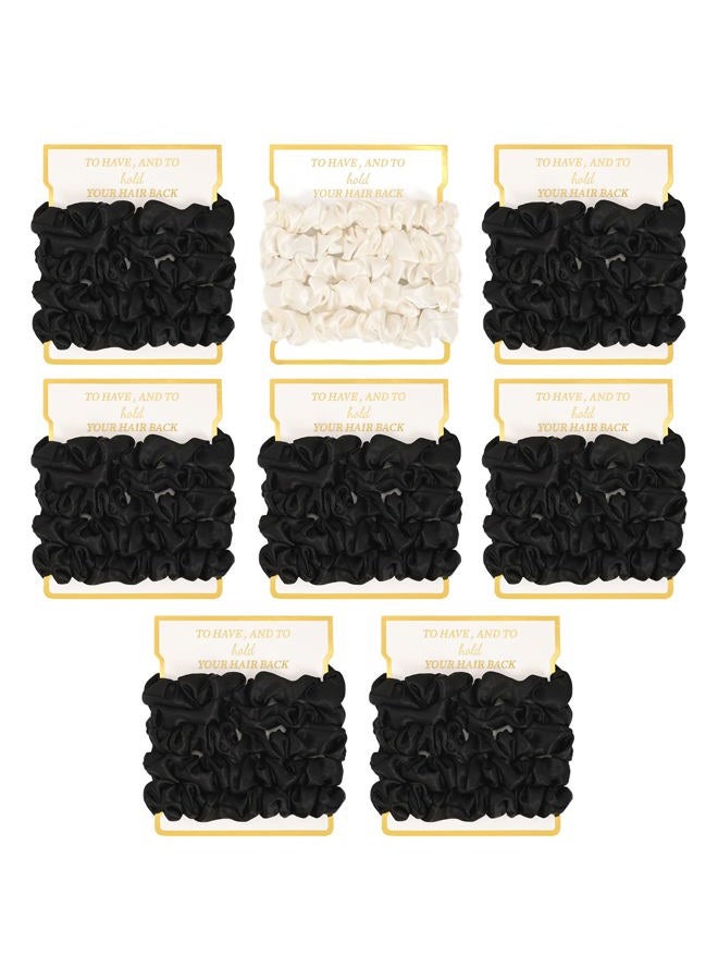 CEELGON 8 Pack Satin Scrunchies Hair Ties - Bachelorette Party Favors, Hair Accessories for Women, Bridesmaid Proposal Gifts (Ivory & Black) - Image 1